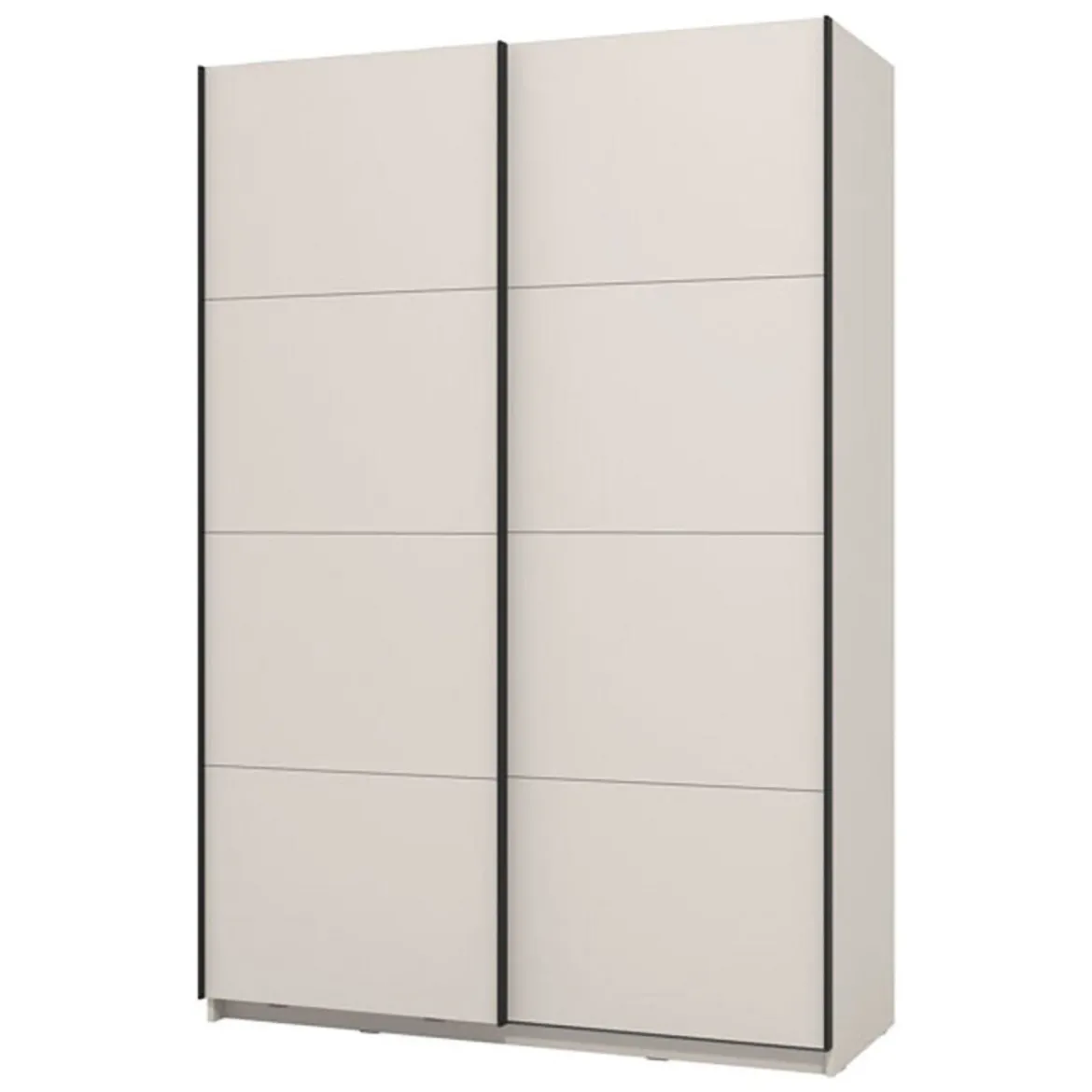 Guardaroba Grande Bianco Crema Nero Appendiabiti 2 Ripiani 145.5x217.5h cm, Apertura Scorrevole - Tredozio