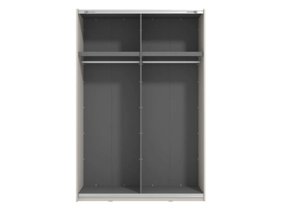 Guardaroba Grande Bianco Crema Nero Appendiabiti 2 Ripiani 145.5x217.5h cm, Apertura Scorrevole - Tredozio