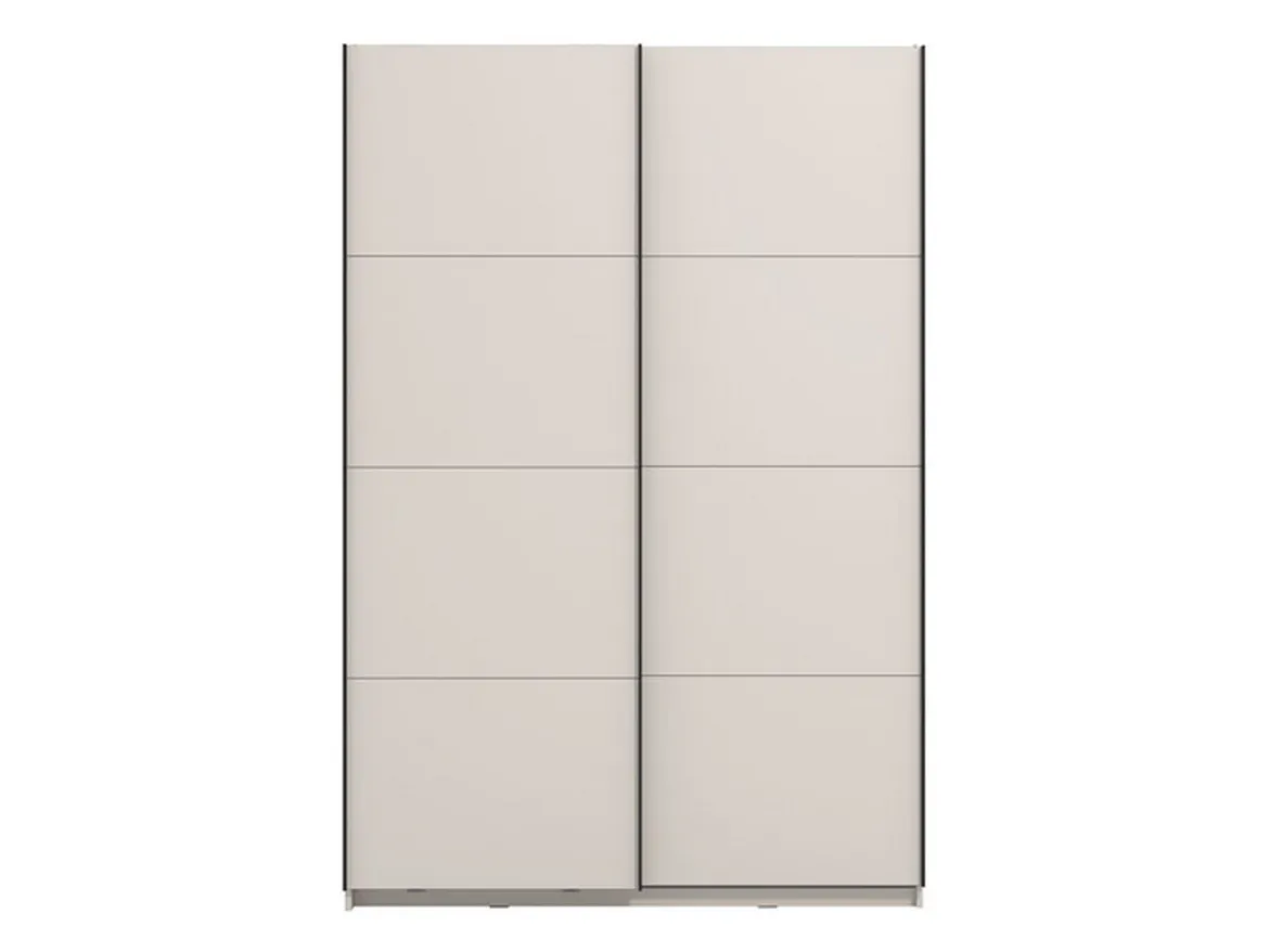 Guardaroba Grande Bianco Crema Nero Appendiabiti 2 Ripiani 145.5x217.5h cm, Apertura Scorrevole - Tredozio