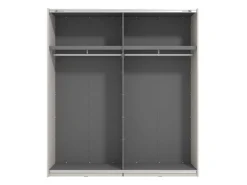 Guardaroba Grande Bianco Crema Nero Appendiabiti 2 Ripiani 195x217.5h cm, Apertura Scorrevole - Siri