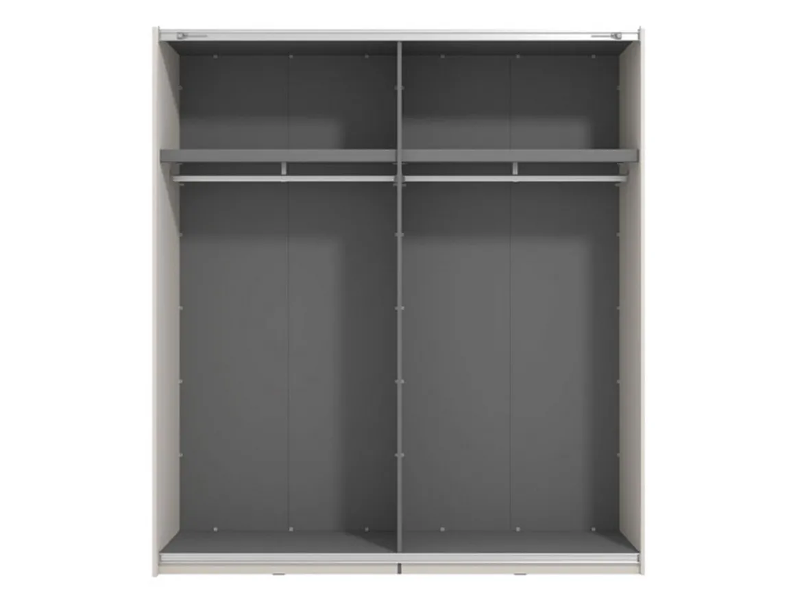Guardaroba Grande Bianco Crema Nero Appendiabiti 2 Ripiani 195x217.5h cm, Apertura Scorrevole - Siri