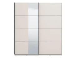 Guardaroba Grande Bianco Crema Nero Appendiabiti 2 Ripiani 195x217.5h cm, Apertura Scorrevole - Siri