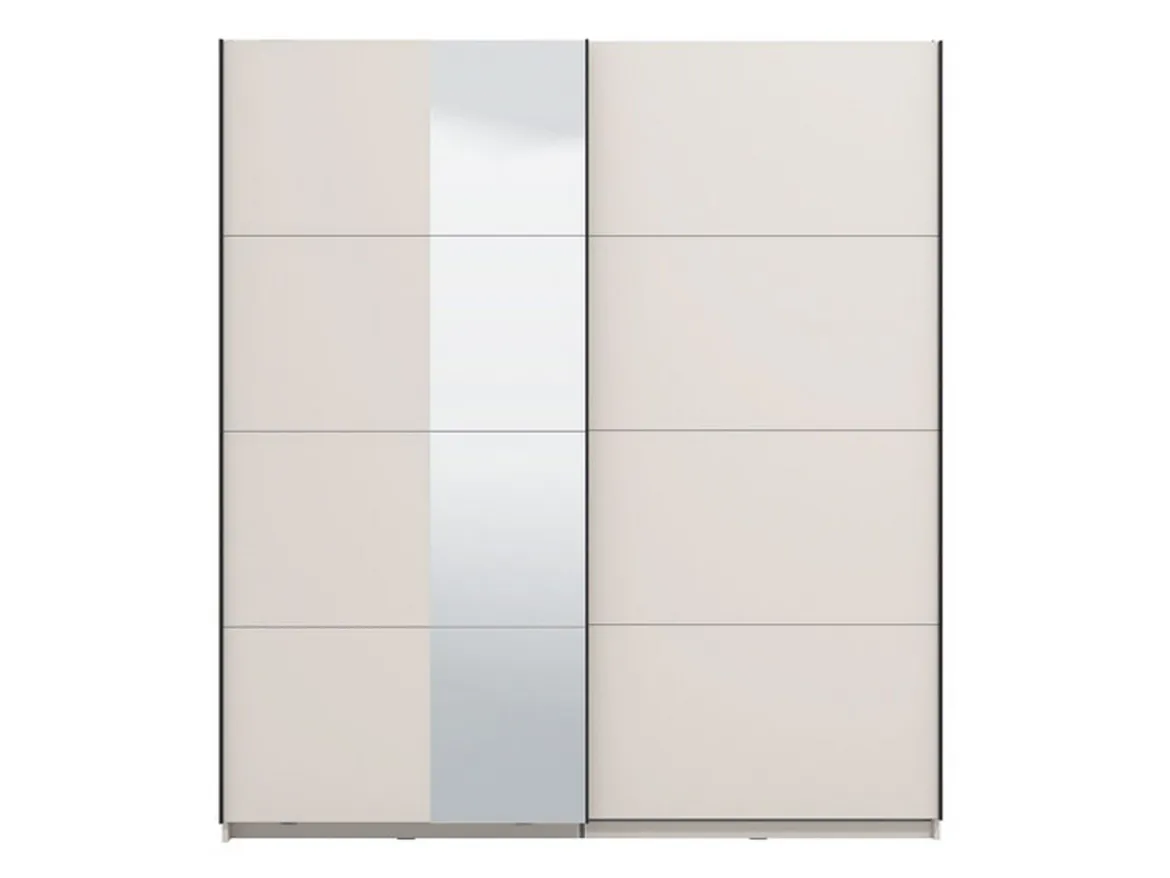 Guardaroba Grande Bianco Crema Nero Appendiabiti 2 Ripiani 195x217.5h cm, Apertura Scorrevole - Siri