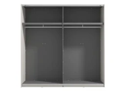 Guardaroba Grande Bianco Crema Nero Appendiabiti 2 Ripiani 220x217.5h cm, Apertura Scorrevole - Spartano