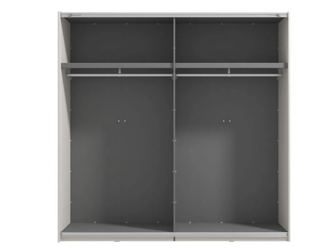 Guardaroba Grande Bianco Crema Nero Appendiabiti 2 Ripiani 220x217.5h cm, Apertura Scorrevole - Spartano
