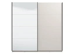Guardaroba Grande Bianco Crema Nero Appendiabiti 2 Ripiani 220x217.5h cm, Apertura Scorrevole - Spartano