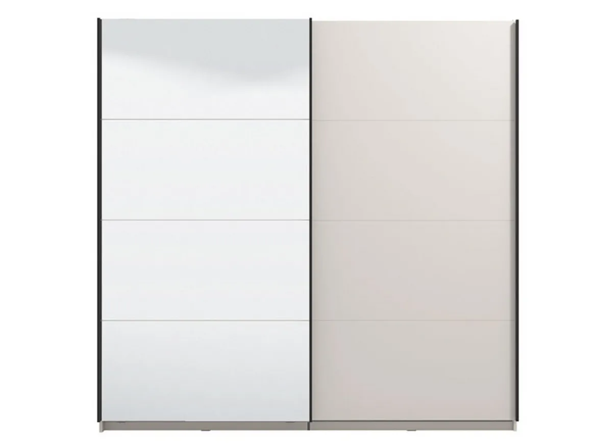Guardaroba Grande Bianco Crema Nero Appendiabiti 2 Ripiani 220x217.5h cm, Apertura Scorrevole - Spartano