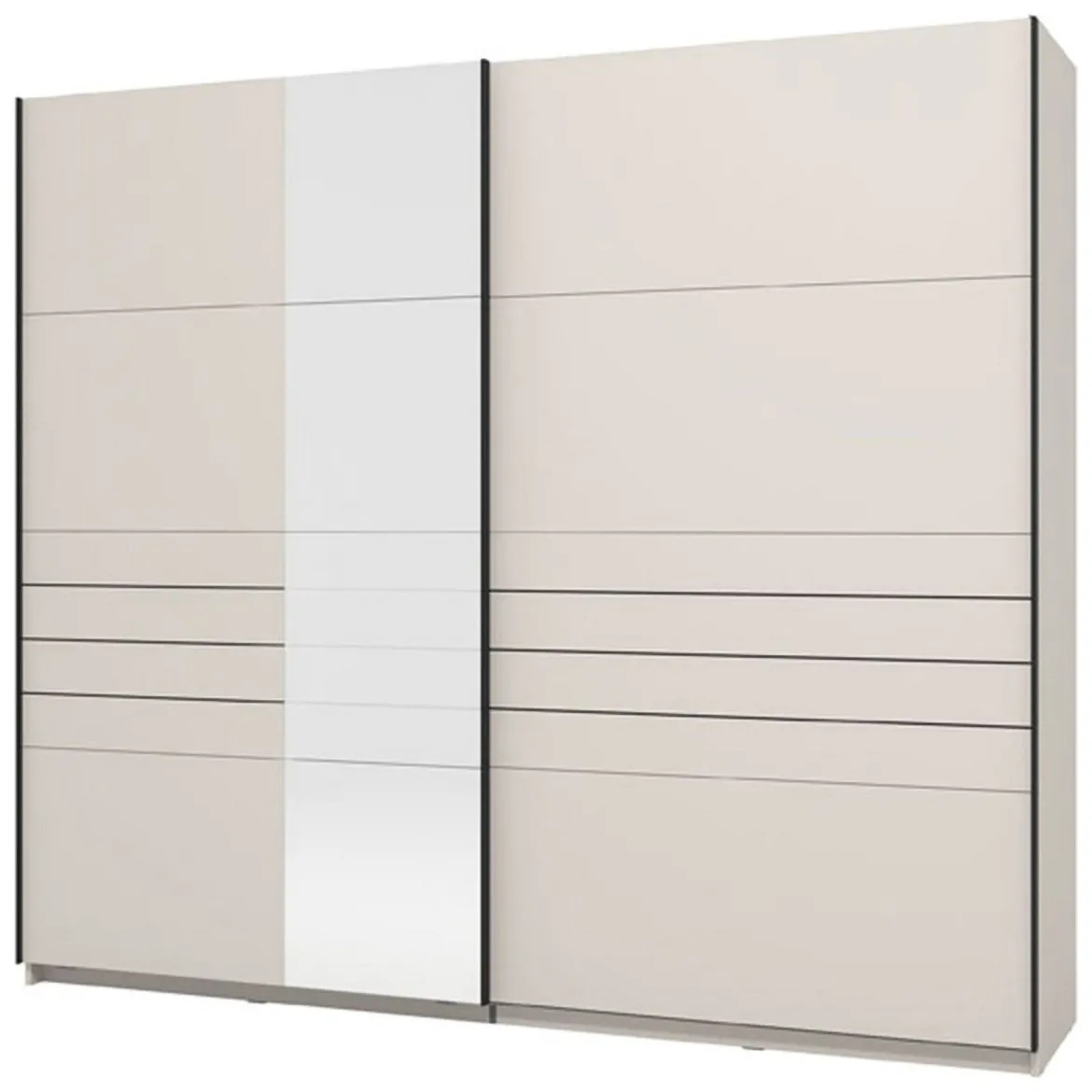 Guardaroba Grande Bianco Crema Nero Appendiabiti 2 Ripiani 245x217.5h cm, Apertura Scorrevole - Peio