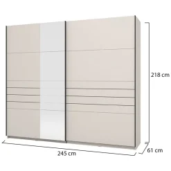 Guardaroba Grande Bianco Crema Nero Appendiabiti 2 Ripiani 245x217.5h cm, Apertura Scorrevole - Peio
