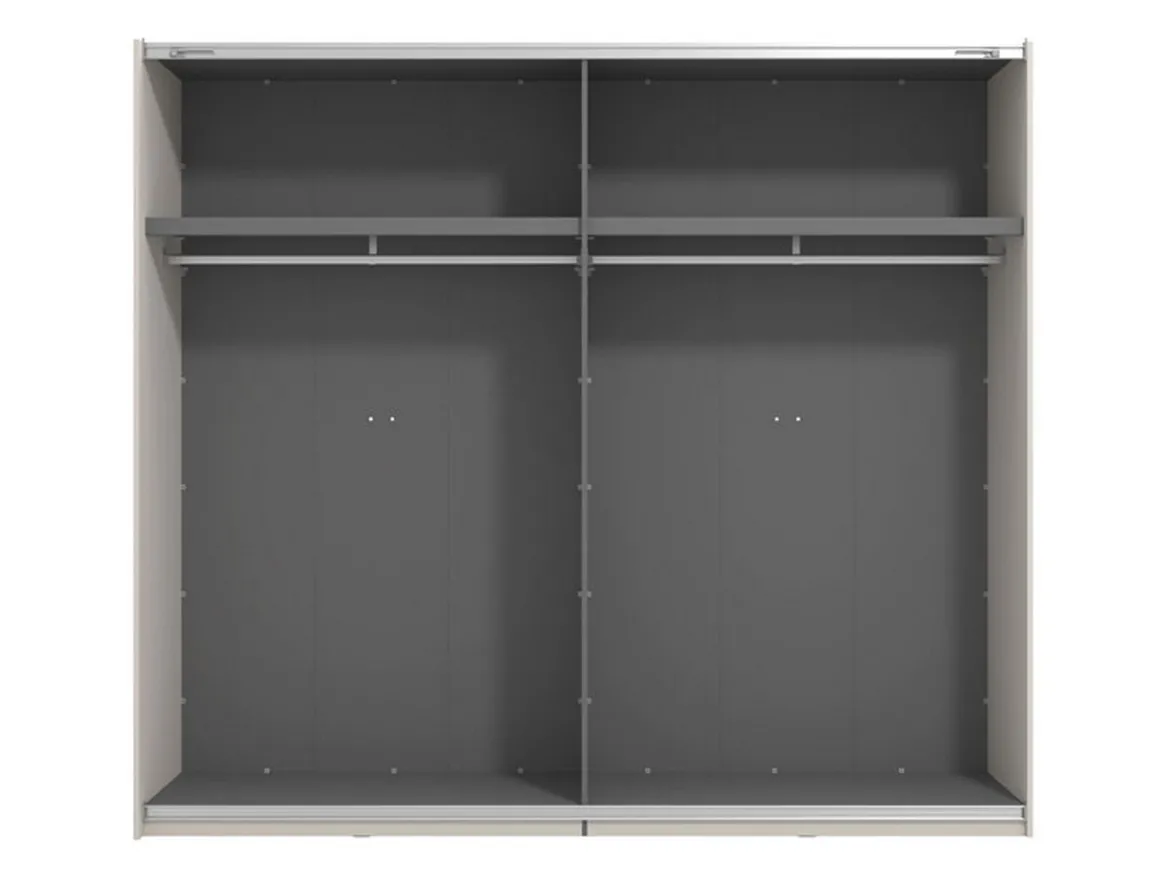 Guardaroba Grande Bianco Crema Nero Appendiabiti 2 Ripiani 245x217.5h cm, Apertura Scorrevole - Peio