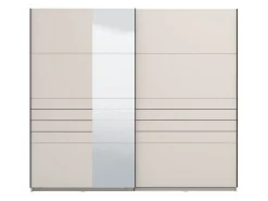 Guardaroba Grande Bianco Crema Nero Appendiabiti 2 Ripiani 245x217.5h cm, Apertura Scorrevole - Peio
