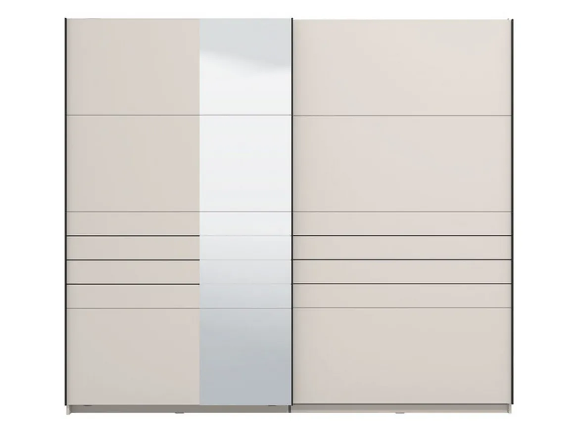 Guardaroba Grande Bianco Crema Nero Appendiabiti 2 Ripiani 245x217.5h cm, Apertura Scorrevole - Peio