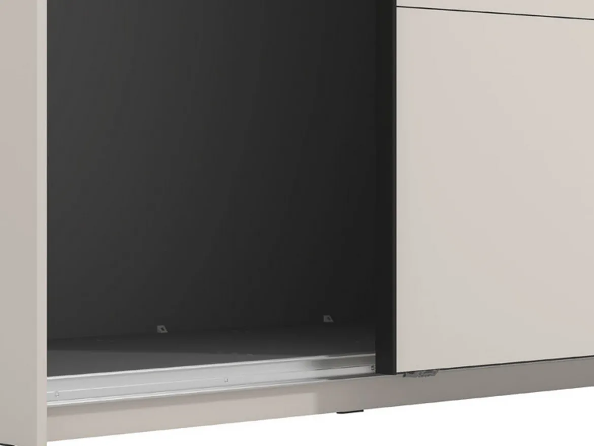 Guardaroba Grande Bianco Crema Nero Appendiabiti 2 Ripiani 245x217.5h cm, Apertura Scorrevole - Peio