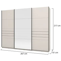Guardaroba Grande Bianco Crema Nero Appendiabiti 3 Ripiani 267x217h cm, Apertura Scorrevole - Tures