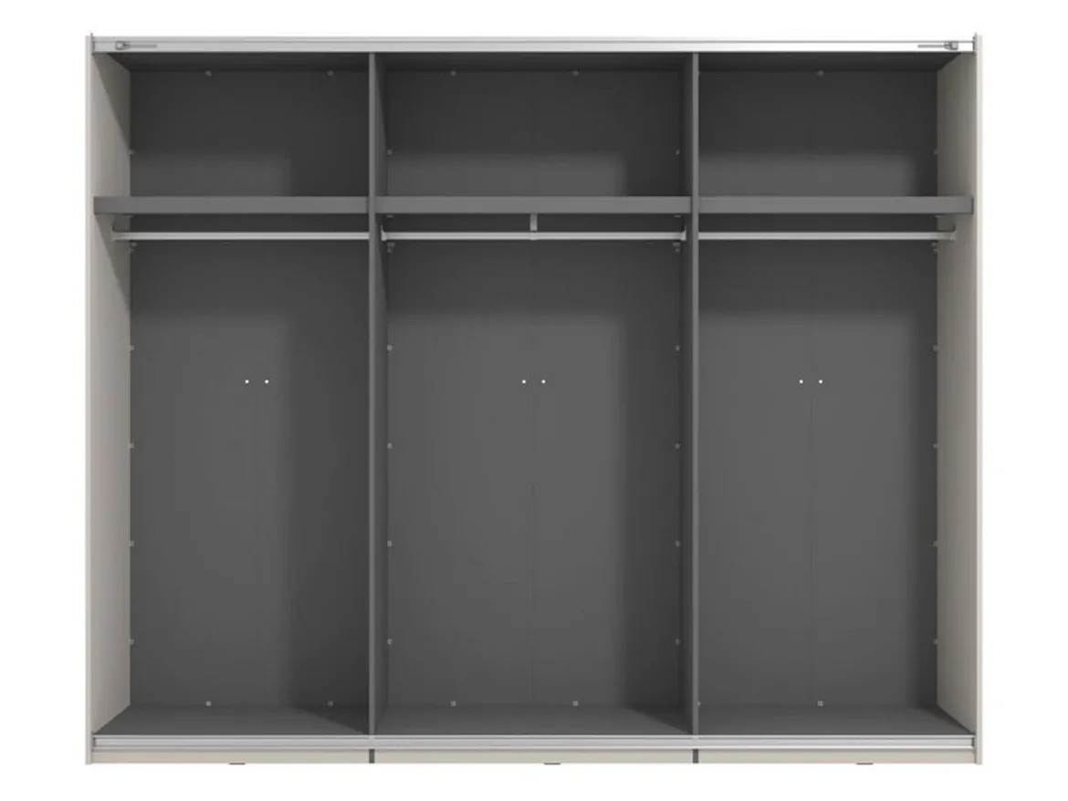 Guardaroba Grande Bianco Crema Nero Appendiabiti 3 Ripiani 267x217h cm, Apertura Scorrevole - Tures