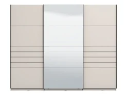 Guardaroba Grande Bianco Crema Nero Appendiabiti 3 Ripiani 267x217h cm, Apertura Scorrevole - Tures