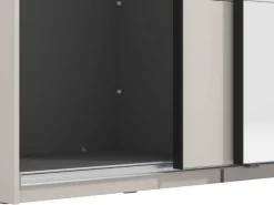 Guardaroba Grande Bianco Crema Nero Appendiabiti 3 Ripiani 267x217h cm, Apertura Scorrevole - Tures