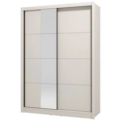 Guardaroba Grande Bianco Crema Nero Appendiabiti 5 Ripiani 155x215.5h cm, 7 Vani - Carisolo
