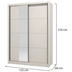 Guardaroba Grande Bianco Crema Trasparente Appendiabiti 2 Ripiani 245x217.5h cm, Apertura Scorrevole - Laghi