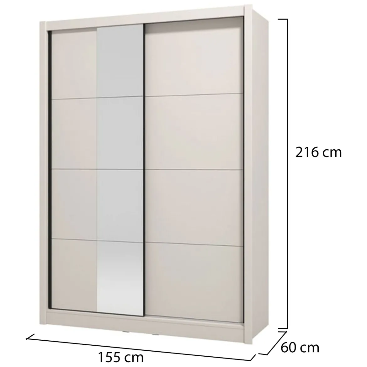 Guardaroba Grande Bianco Crema Trasparente Appendiabiti 2 Ripiani 245x217.5h cm, Apertura Scorrevole - Laghi