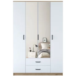 Guardaroba Grande Bianco Marrone 2 Cassetti 11 Ripiani 210x210h cm, Appendiabiti - Verdello