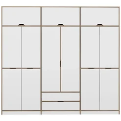 Guardaroba Grande Bianco Marrone Rovere 2 Cassetti Appendiabiti 277x253h cm, 4 Ripiani - Fissiraga