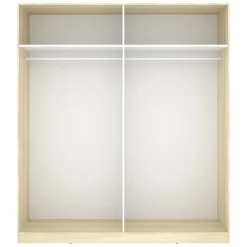 Guardaroba Grande Bianco Marrone Rovere 3 Ripiani 2 Cassetti 45x205h cm, Apertura Scorrevole - Claymont