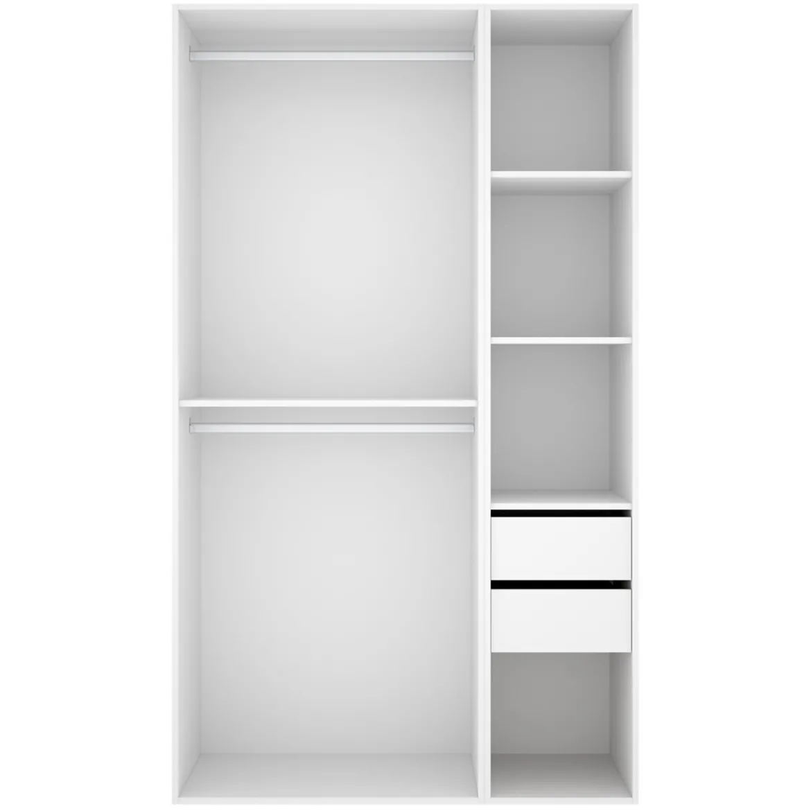 Guardaroba Grande Bianco Marrone Rovere 4 Ripiani Appendiabiti 45x205h cm, 2 Cassetti - Fellowship