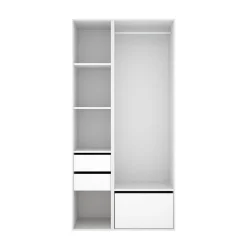 Guardaroba Grande Bianco Marrone Rovere 7 Ripiani Appendiabiti 45x205h cm, 4 Cassetti - Bellwood