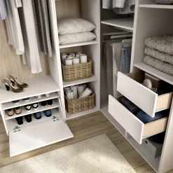 Guardaroba Grande Bianco Marrone Rovere Modulabile 12 Ripiani 186x205h cm, Appendiabiti - Atwood