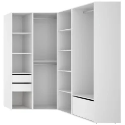 Guardaroba Grande Bianco Marrone Rovere Modulabile 12 Ripiani 186x205h cm, Appendiabiti - Atwood