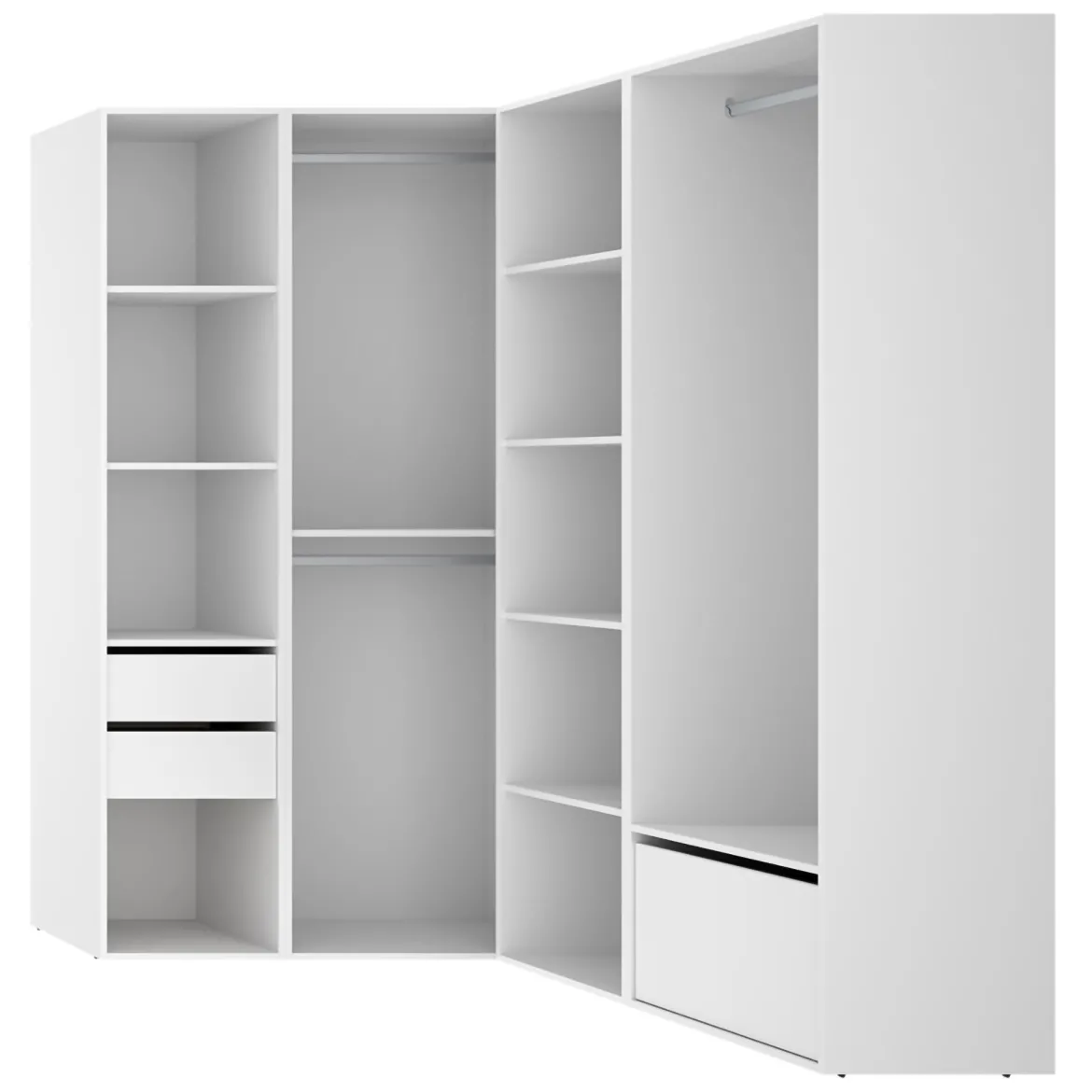 Guardaroba Grande Bianco Marrone Rovere Modulabile 12 Ripiani 186x205h cm, Appendiabiti - Atwood