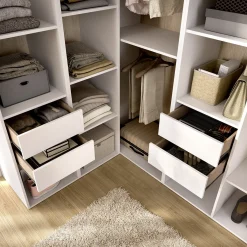 Guardaroba Grande Bianco Marrone Rovere Modulabile 13 Ripiani 186x205h cm, Appendiabiti - Yancy