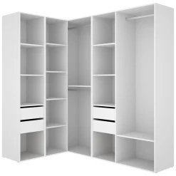 Guardaroba Grande Bianco Marrone Rovere Modulabile 13 Ripiani 186x205h cm, Appendiabiti - Yancy