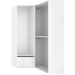 Guardaroba Grande Bianco Marrone Rovere Modulabile 4 Ripiani 105x205h cm, Appendiabiti - Evansdale