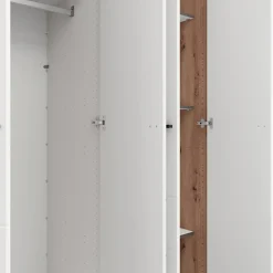 Guardaroba Grande Bianco Marrone Rovere Nodi 4 Ripiani 4 Ante 155x208h cm, 6 Vani - Soris