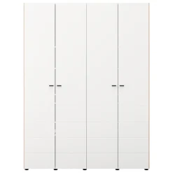 Guardaroba Grande Bianco Marrone Rovere Nodi 4 Ripiani 4 Ante 155x208h cm, 6 Vani - Soris