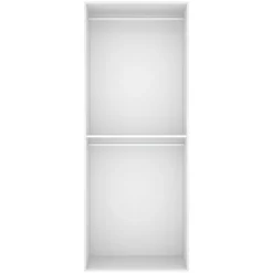 Guardaroba Grande Bianco Marrone Rovere un Ripiano Appendiabiti 45x205h cm, Cassetti - Ashebrook