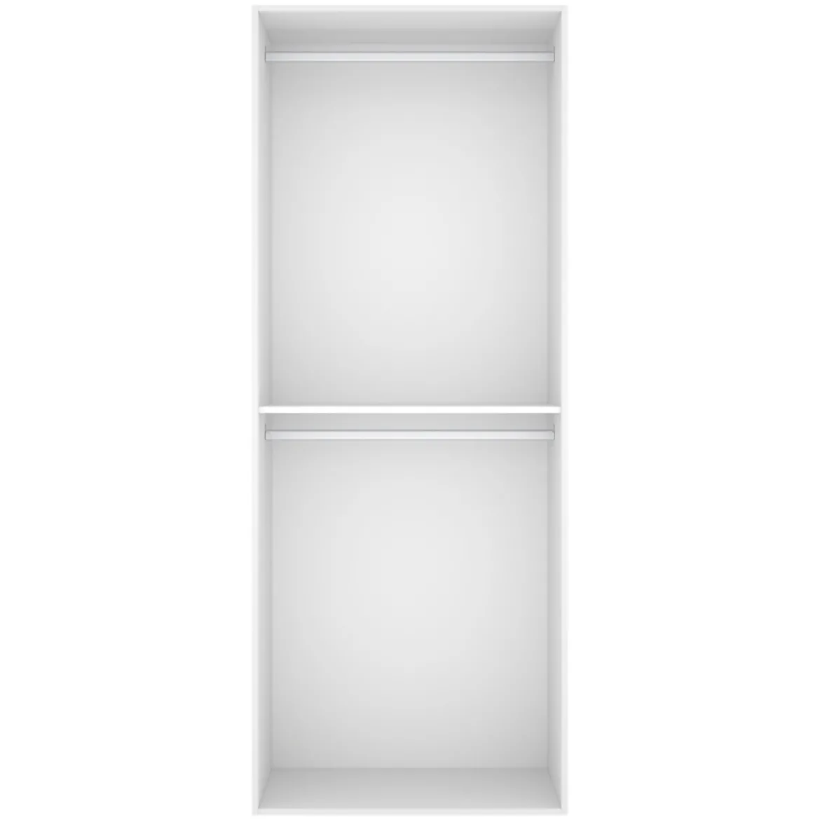 Guardaroba Grande Bianco Marrone Rovere un Ripiano Appendiabiti 45x205h cm, Cassetti - Ashebrook