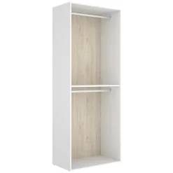Guardaroba Grande Bianco Marrone Rovere un Ripiano Appendiabiti 45x205h cm, Cassetti - Ashebrook