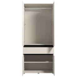 Guardaroba Grande Bianco Nero 3 Ripiani Appendiabiti 93x210.5h cm, Apertura Battente - Vimercati