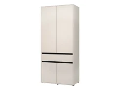 Guardaroba Grande Bianco Nero Appendiabiti 5 Ripiani 179x210h cm, 2 Ante - Verzino