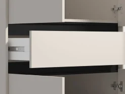 Guardaroba Grande Bianco Nero Appendiabiti 5 Ripiani 179x210h cm, 2 Ante - Verzino