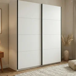 Guardaroba Grande Bianco Opaco 2 Ripiani Appendiabiti 195x218h cm, 2 Ante - Cariano