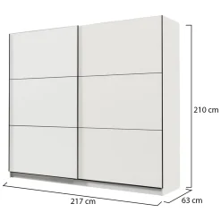 Guardaroba Grande Bianco Opaco 8 Ripiani Appendiabiti 217x210h cm, 2 Ante - Piateda
