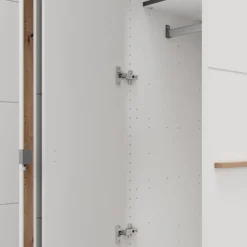 Guardaroba Grande Bianco Opaco Marrone Rovere Appendiabiti 5 Ripiani 194x208h cm, 8 Vani - Giseny