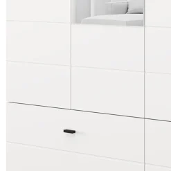 Guardaroba Grande Bianco Opaco Nero 2 Ripiani 2 Cassetti 155x208h cm, Appendiabiti - Spigno