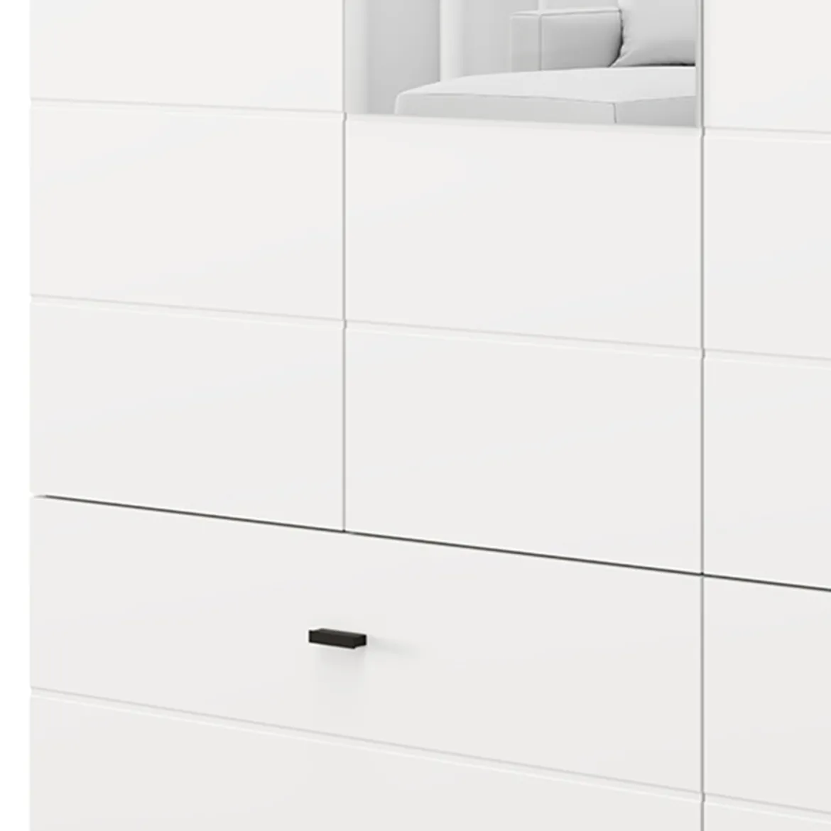 Guardaroba Grande Bianco Opaco Nero 2 Ripiani 2 Cassetti 155x208h cm, Appendiabiti - Spigno