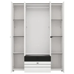 Guardaroba Grande Bianco Opaco Nero 6 Ripiani un Cassetto 93x192.5h cm, Appendiabiti - Cimitile