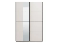 Guardaroba Grande Bianco Opaco Nero Appendiabiti 2 Ripiani 145.5x217.5h cm, Apertura Scorrevole - Pasturo